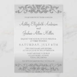 Invitaciones de boda de aspecto Purpurina plateado