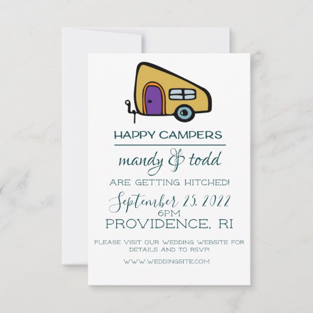 Invitaciones de boda de autocaravana (Anverso)