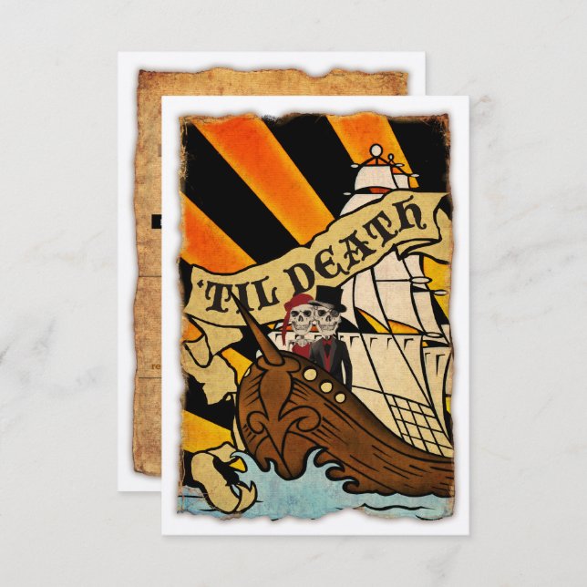 invitaciones de boda de barcos piratas (Anverso / Reverso)