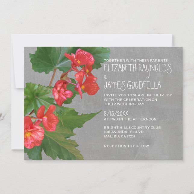 Invitaciones de boda de Begonia (Anverso)