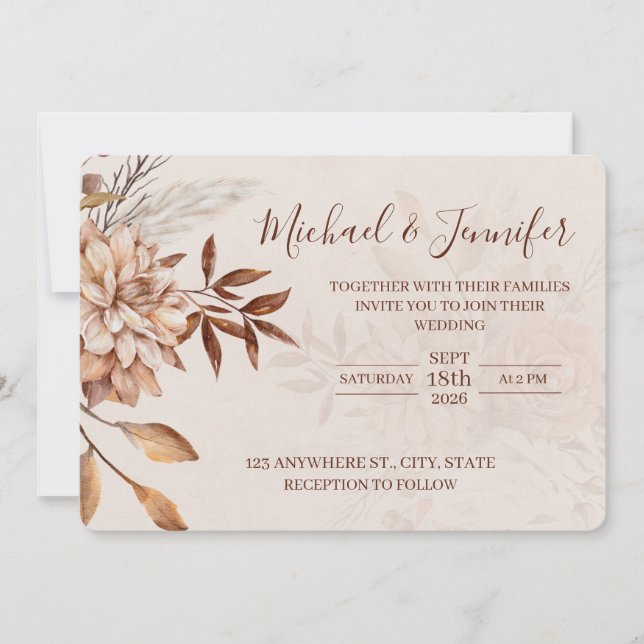 Invitaciones de boda de belleza de otoño (Anverso)