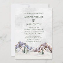 Invitaciones de boda de bosque de montaña de invie