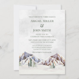 Invitaciones de boda de bosque de montaña de invie