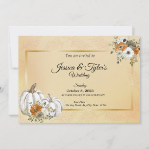 Invitaciones de boda de calabaza blanca de otoño o