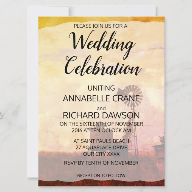 Invitaciones de boda de campo de Australia Outback (Anverso)