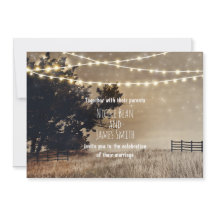 Invitaciones de boda de campo rústico y luces