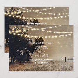 Invitaciones de boda de campo rústico y luces
