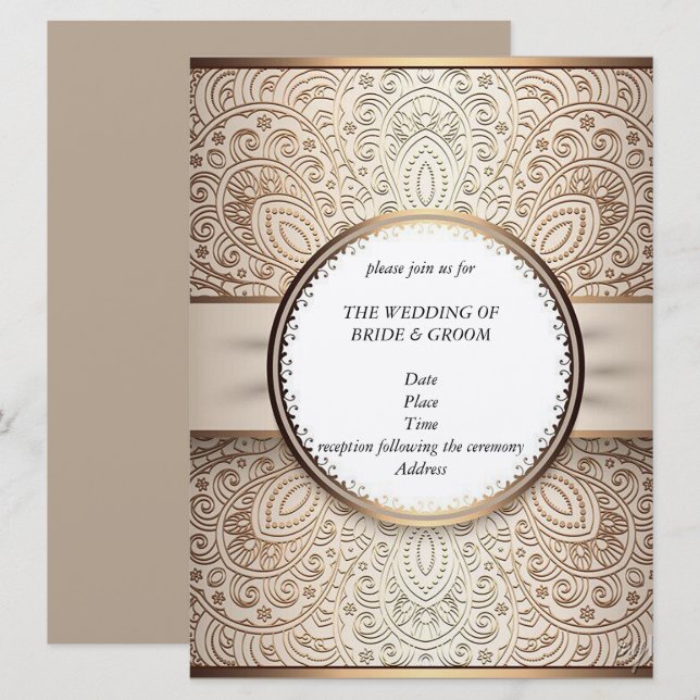 Invitaciones de boda de champán chic (Anverso / Reverso)