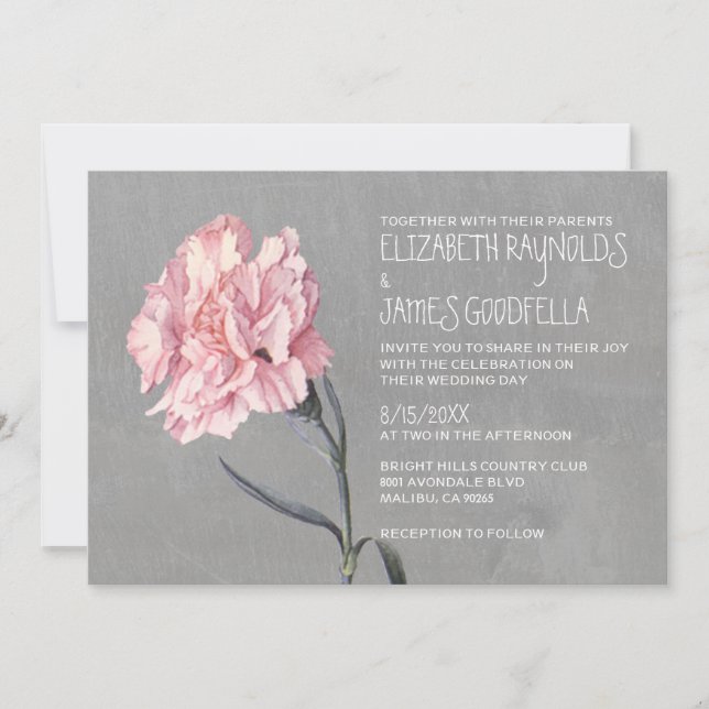 Invitaciones de boda de claveles (Anverso)