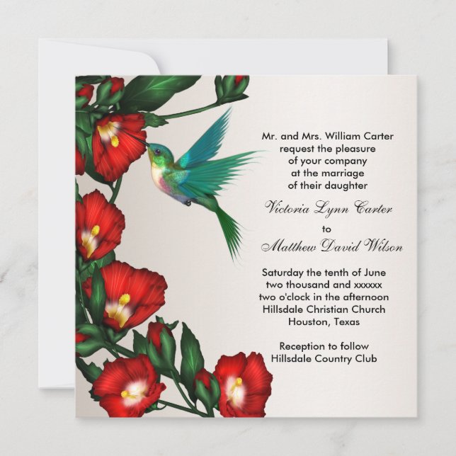 Invitaciones de boda de colibrí (Anverso)