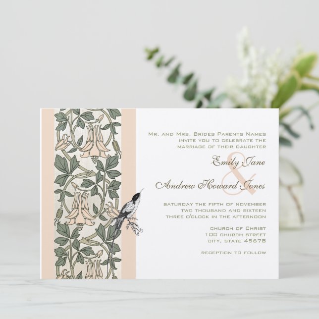 Invitaciones de boda de colibrí rosa milenario (Anverso de pie)
