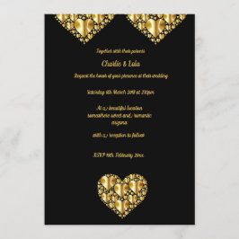 Invitaciones de boda de corazones dorados fondo ne