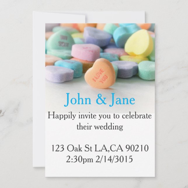 invitaciones de boda de corazones dulces pastel (Anverso)