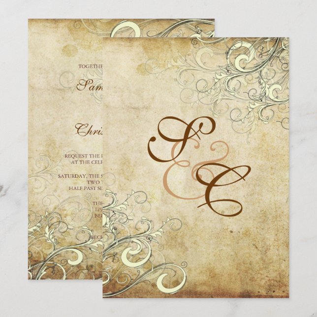 INVITACIONES DE BODA DE CREMAS DE VINTAJE PixDezin (Anverso / Reverso)