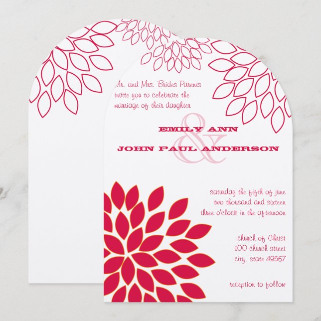 Invitaciones de boda de crisantemo floral moderno (Anverso / Reverso)