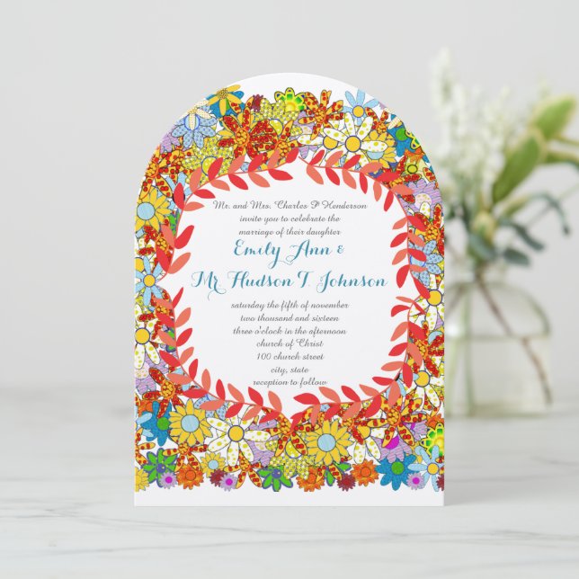 Invitaciones de boda de cuento de hadas de jardín  (Anverso de pie)