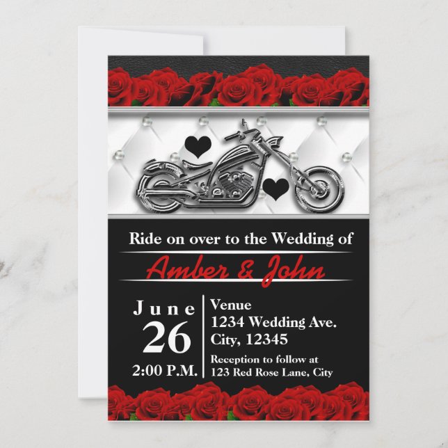 Invitaciones de Boda de Cuero de Motocicleta para  (Anverso)