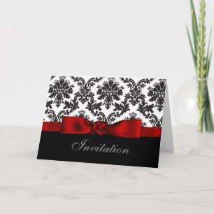 invitaciones de boda de damasco de cinta roja