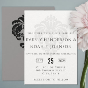 Invitaciones de boda de Damasco negro