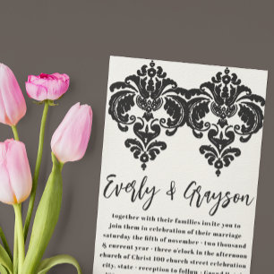 Invitaciones de boda de Damasco negro