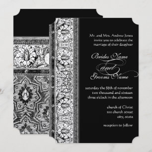 Invitaciones de boda de damasco negro Deco