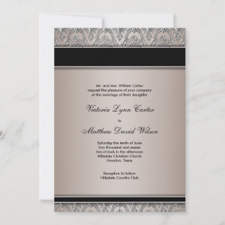 Invitaciones de boda de damasco negro taupe