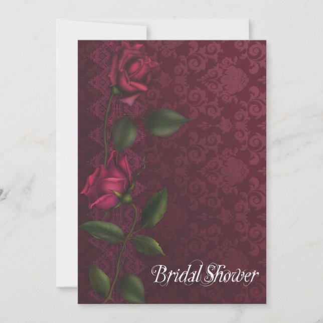 Invitaciones de boda de Damasco Rosa Roja (Anverso)