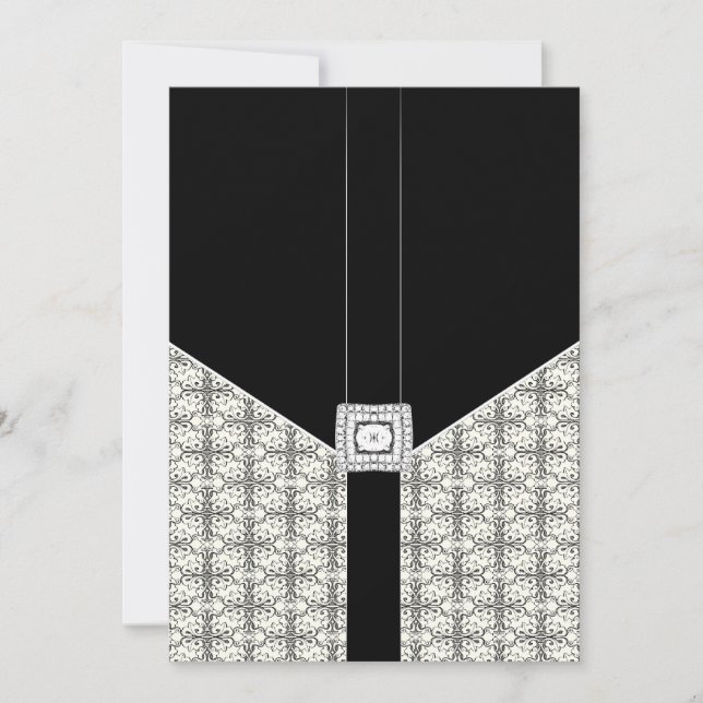 Invitaciones de boda de diamante de encaje de dama (Anverso)