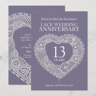 Invitaciones de boda de encaje corazón 13 años de 