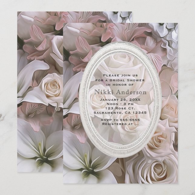 Invitaciones de boda de estilo Shabby Chic con flo (Anverso / Reverso)