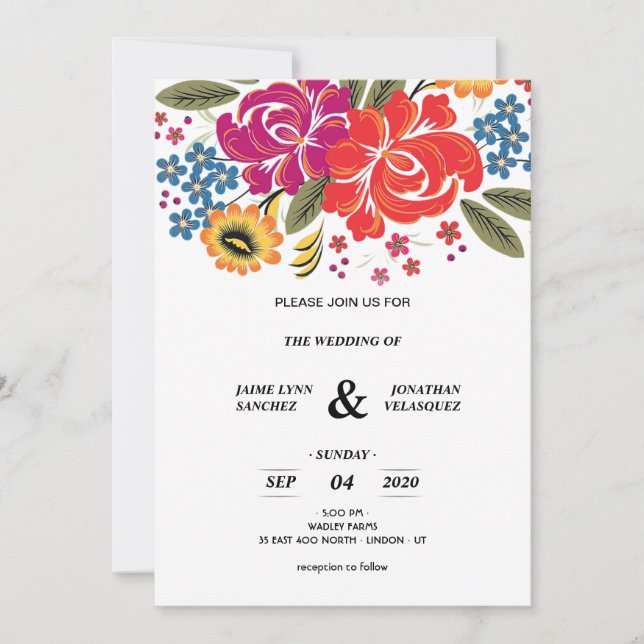 INVITACIONES DE BODA DE FLORALES ESPAÑOLES (Anverso)