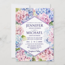 Invitaciones de boda de flores de hortensias de pr