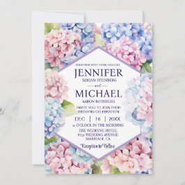 Invitaciones de boda de flores de hortensias de pr