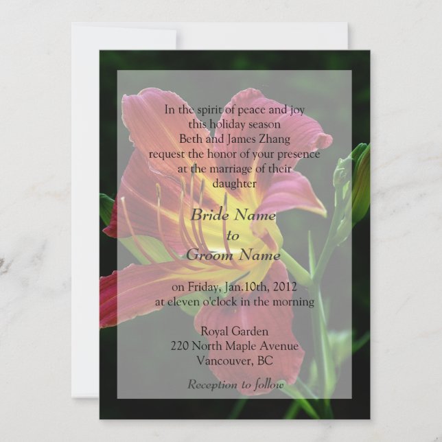 Invitaciones de boda de flores de lirio bonitas (Anverso)