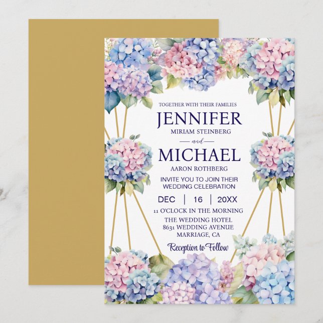 Invitaciones de boda de flores de primavera Hydran (Anverso / Reverso)