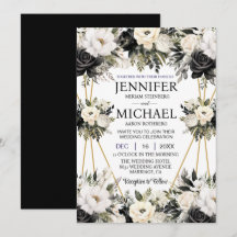 Invitaciones de boda de flores florales en blanco