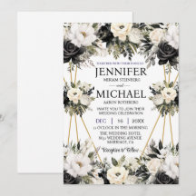 Invitaciones de boda de flores florales en blanco
