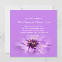 Invitaciones de boda de flores moradas elegantes y