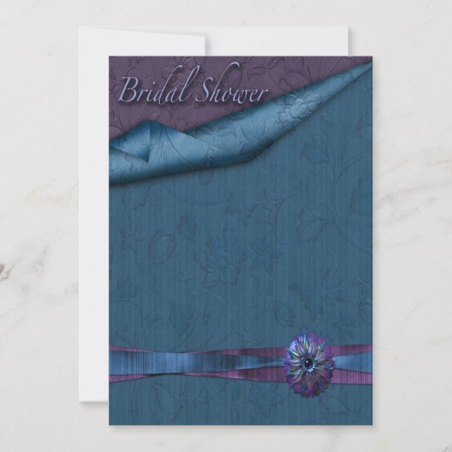 Invitaciones de boda de flores púrpura y azul verd (Anverso)