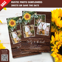 INVITACIONES DE BODA DE FOTOGRAFÍAS FLORES RÚSTICO