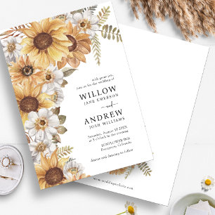 Invitaciones de boda de girasoles rústicos