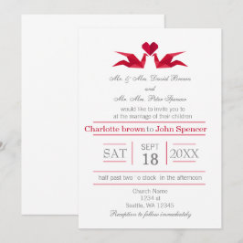 invitaciones de boda de grúas rojas de origami