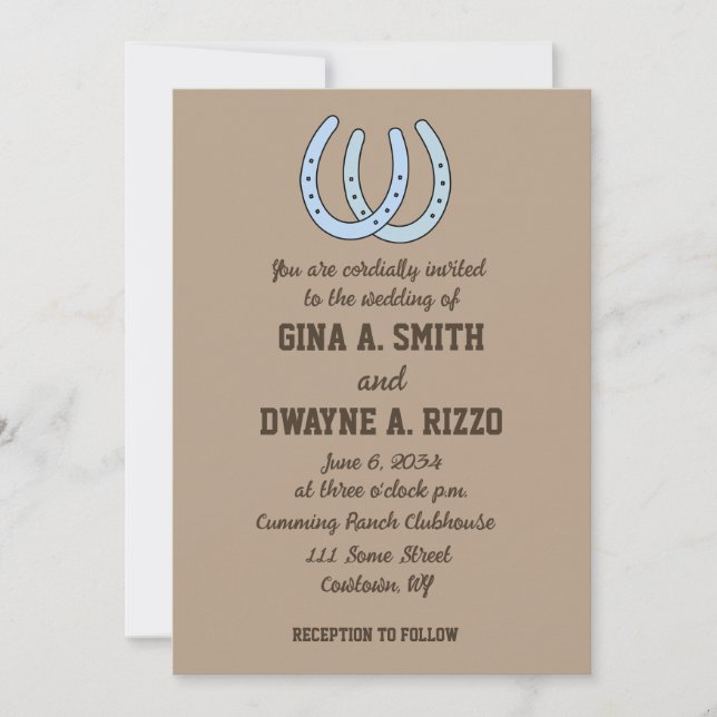 Invitaciones de boda de herradura occidental vaque (Anverso)