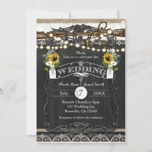 Invitaciones de boda de herraduras y flores rústic