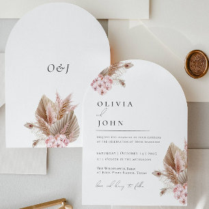 Invitaciones de boda de hierba de Pampas floral bo