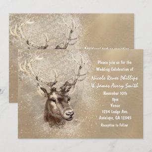 Invitaciones de boda de invierno con cabeza de cie