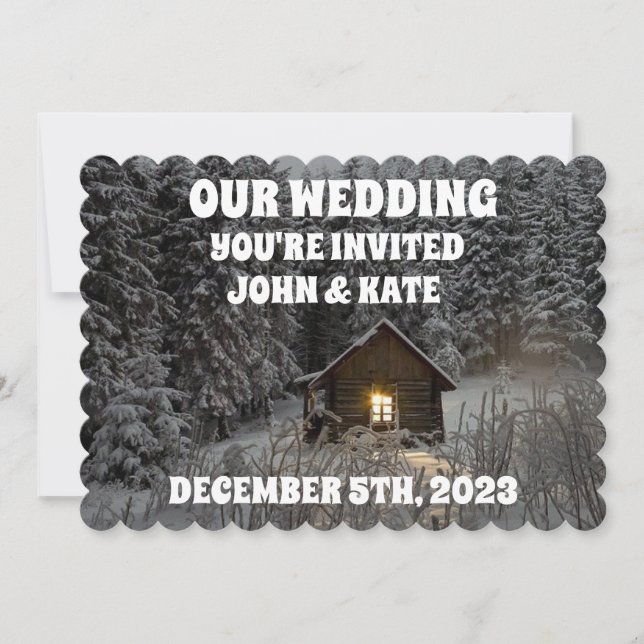 INVITACIONES DE BODA DE INVIERNO DE LOG CABIN PERS (Anverso)