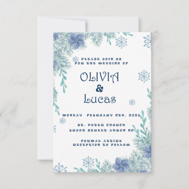 Invitaciones de boda de invierno modernas (Anverso)
