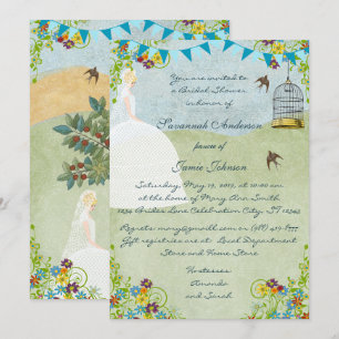 Invitaciones de boda de jardín para la novia rubia