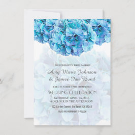 Invitaciones de boda de la hidrangea azul hidrange